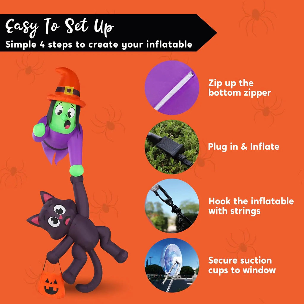 8 ft Witch & Cat Halloween Inflatable — product view 6