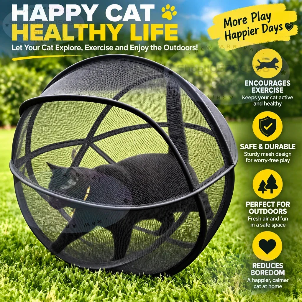 PurrPlay™ 🐱🎾 — 360° Rolling Cat Playpen